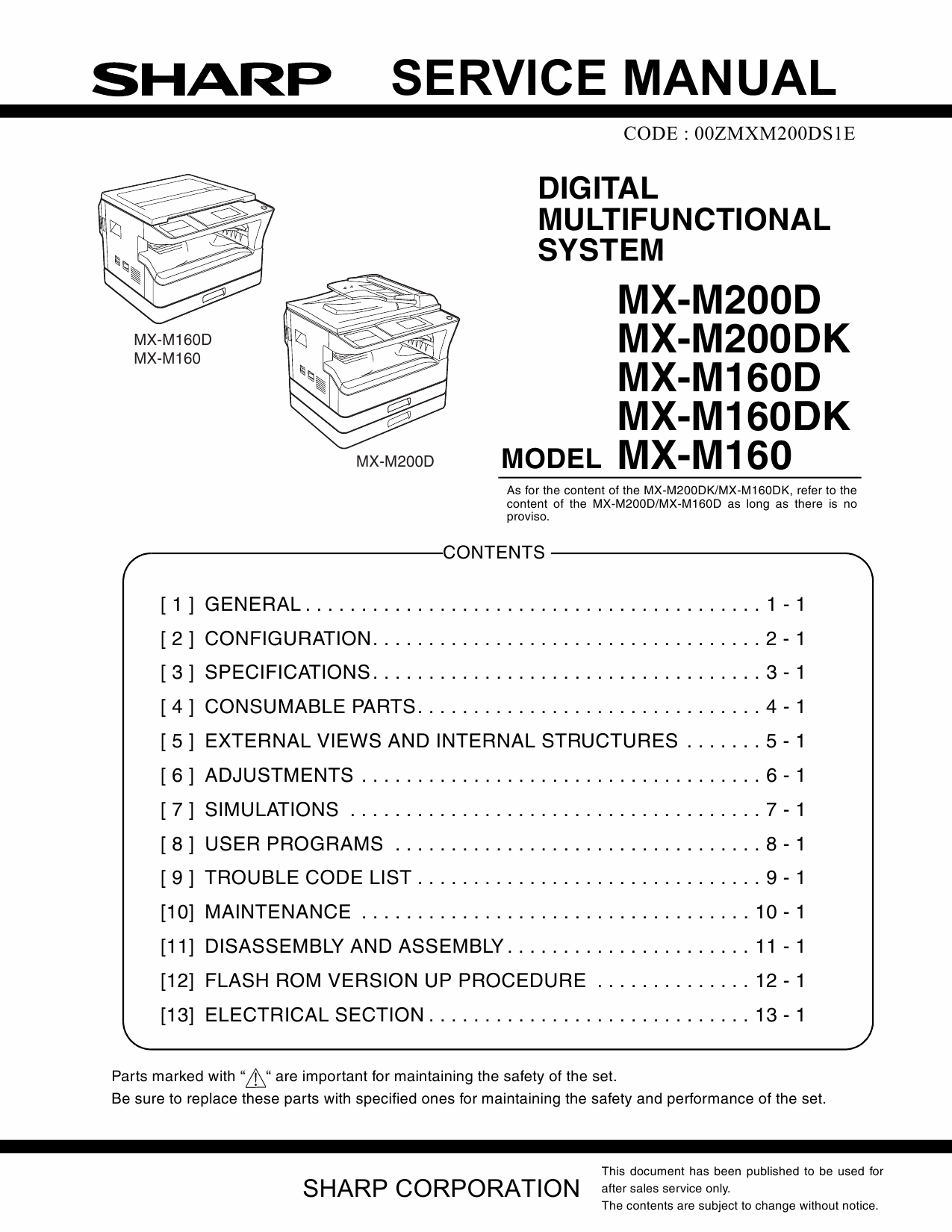 SHARP MX M160 M200 D DK Service Manual-1